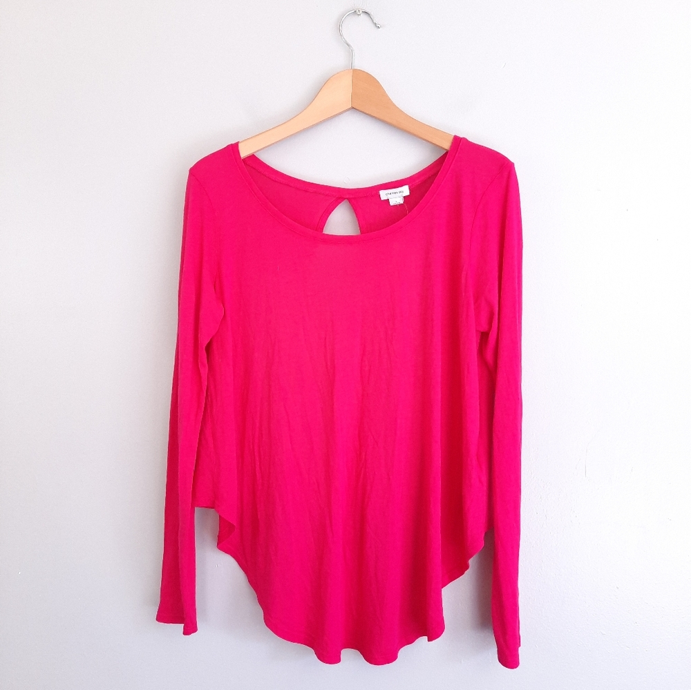 Chelsea Sky Pink Long Sleeve Keyhole Top